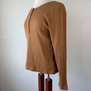 River Ridge Half Button Down Long Sleeve Top Size M EUC
